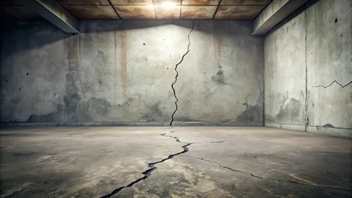 A1 Foundation Crack Repair - Hairline cracks in a concrete basement wall