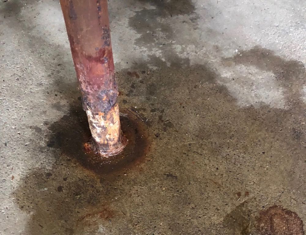 A1 Foundation Crack Repair - Replacing Rusted Lally Column, Boston, MA